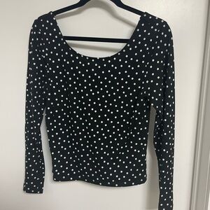 H&M Black and White Polka Dot Long Sleeve Top